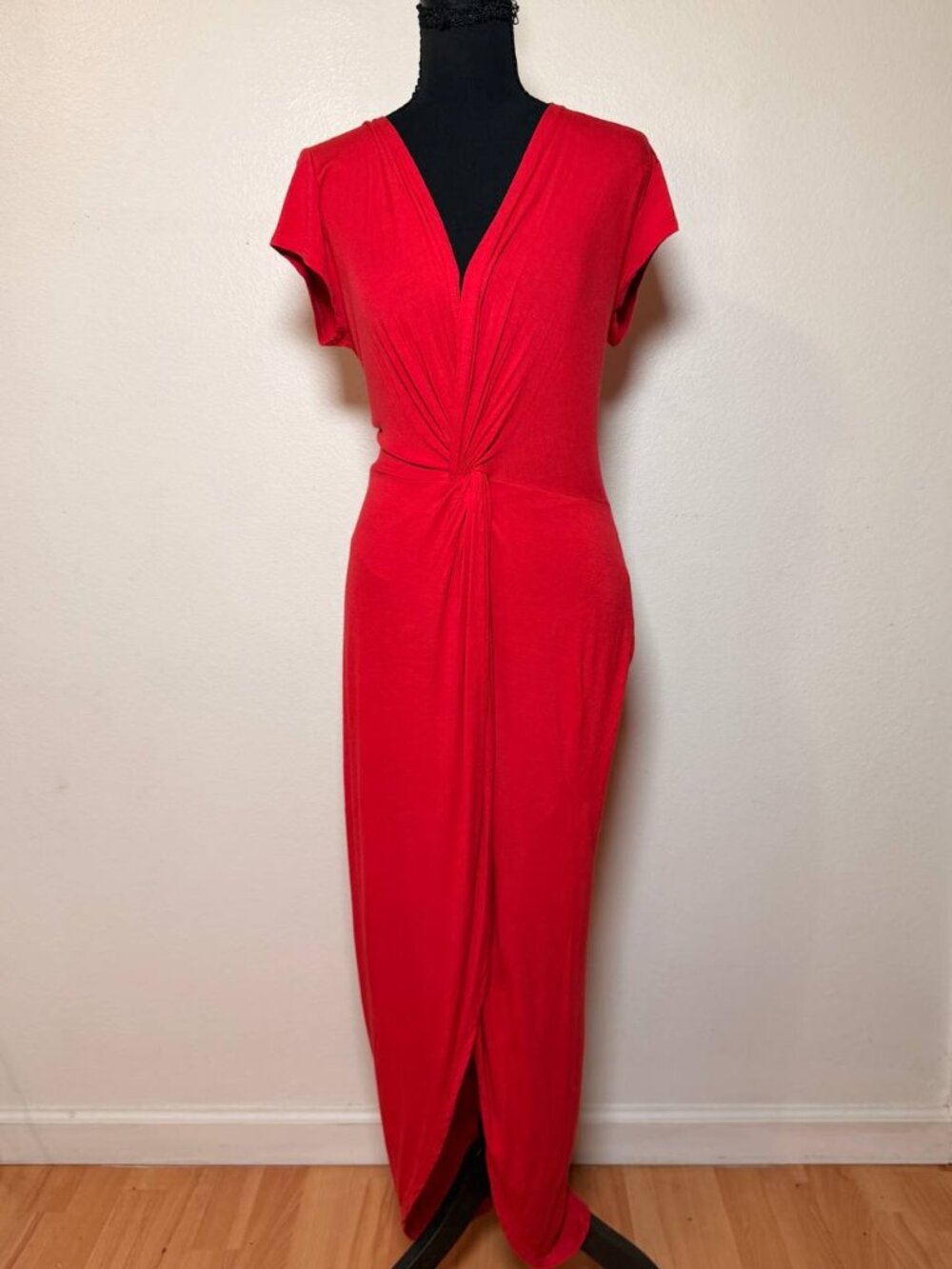 Rolla Coster Red Draped V-Neck Maxi Dress Bold Bombshell Style